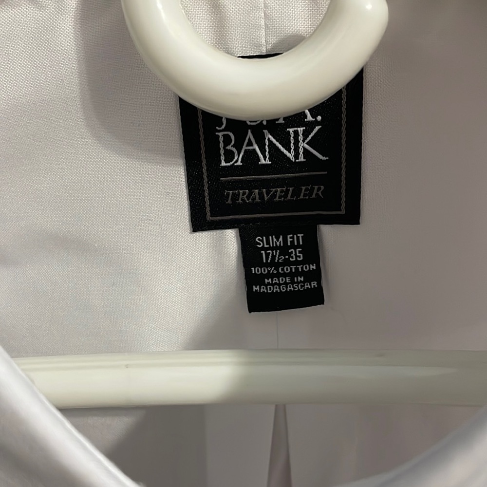 White dress shirt. Jos A Bank. Slim Fit. 17.5 / 35. Never worn. New with tags